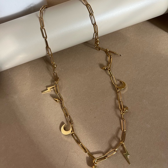 Elegant Witchy Chic Delicate Charm Necklace - Edgy Chic Gold Necklace - Picture 7 of 15